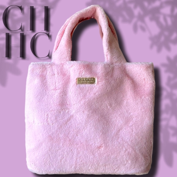 ⭐️🆕️NWOT Carolina Herrera Chic Soft Pink Fuzzy Tote Bag - Picture 1 of 4